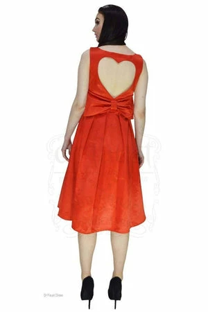 Dr Faust Heart Raw Silk Red Midi Dress - Lyla 4 Dr Faust Heart Raw Silk Red Midi Dress - Lyla - Image 2