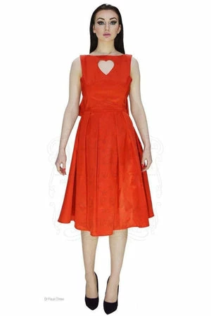 Dr Faust Heart Raw Silk Red Midi Dress - Lyla 5 Dr Faust Heart Raw Silk Red Midi Dress - Lyla - Image 3