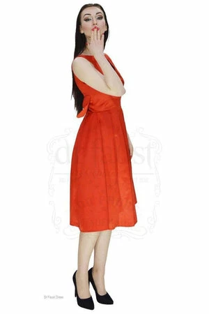 Dr Faust Heart Raw Silk Red Midi Dress - Lyla 6 Dr Faust Heart Raw Silk Red Midi Dress - Lyla - Image 4