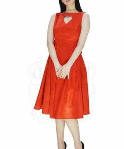 Dr Faust Heart Raw Silk Red Midi Dress - Lyla 20 Dr Faust Heart Raw Silk Red Midi Dress - Lyla -ROCKABILLY TOPS Shop heart raw silk red midi dress lyla dr faust 5 300x
