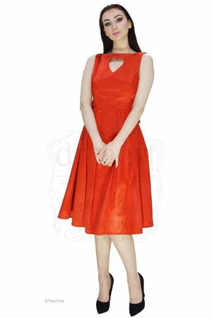 Dr Faust Heart Raw Silk Red Midi Dress - Lyla 7 Dr Faust Heart Raw Silk Red Midi Dress - Lyla - Image 5