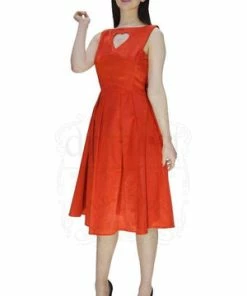 Dr Faust Heart Raw Silk Red Midi Dress - Lyla 21 Dr Faust Heart Raw Silk Red Midi Dress - Lyla -ROCKABILLY TOPS Shop heart raw silk red midi dress lyla dr faust 6 300x