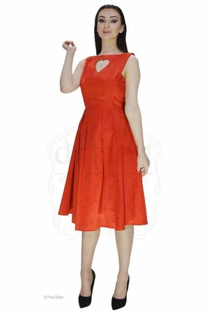 Dr Faust Heart Raw Silk Red Midi Dress - Lyla 8 Dr Faust Heart Raw Silk Red Midi Dress - Lyla - Image 6