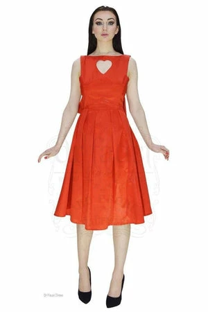 Dr Faust Heart Raw Silk Red Midi Dress - Lyla 10 Dr Faust Heart Raw Silk Red Midi Dress - Lyla - Image 8