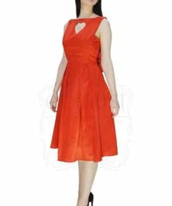 Dr Faust Heart Raw Silk Red Midi Dress - Lyla 24 Dr Faust Heart Raw Silk Red Midi Dress - Lyla -ROCKABILLY TOPS Shop heart raw silk red midi dress lyla dr faust 9 300x