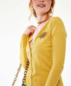 Voodoo Vixen Honey Bee Embroidered Cardigan -ROCKABILLY TOPS Shop honey bee embroidered cardigan voodoo vixen 3 300x