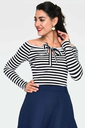 Voodoo Vixen Houdini Black And White Striped Cosy Boatneck Top 3 Voodoo Vixen Houdini Black And White Striped Cosy Boatneck Top