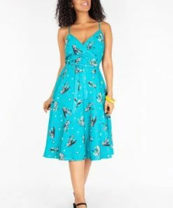 Voodoo Vixen Iris Cactus Print Wrap Dress
