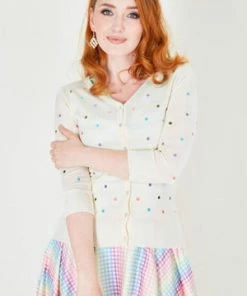 Voodoo Vixen Isla Pastel Polka Dot Cardigan