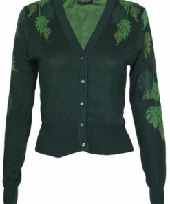 Voodoo Vixen Ivy Green Leaf Print Cardigan -ROCKABILLY TOPS Shop ivy green leaf print cardigan voodoo vixen 6 300x