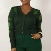 Voodoo Vixen Ivy Green Leaf Print Cardigan