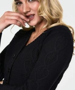 Voodoo Vixen Jazmine 1940s Heart Knit Cardigan -ROCKABILLY TOPS Shop jazmine 1940s black heart knit cardigan caa 3506 03.1019 300x