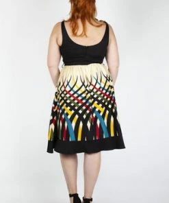 Voodoo Vixen Jean Border Print Flared Dress 25 Voodoo Vixen Jean Border Print Flared Dress -ROCKABILLY TOPS Shop jean border print flared dress voodoo vixen 12 300x