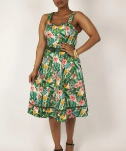 Voodoo Vixen Jinkx Floral Tropical Print Dress
