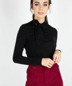 Voodoo Vixen Josie Tie Neck Top In Black