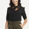 Voodoo Vixen Katherine 40s Style Black Blouse -ROCKABILLY TOPS Shop katherine 40s style black blouse voodoo vixen 300x