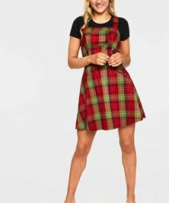 Voodoo Vixen Katie 1970s Plaid Pattern Overall Dress -ROCKABILLY TOPS Shop katie 1970s plaid pattern overall dress dra 9409 02.1045 300x