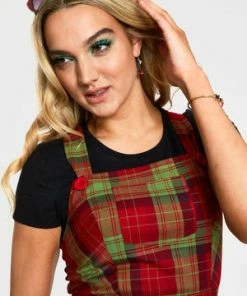 Voodoo Vixen Katie 1970s Plaid Pattern Overall Dress -ROCKABILLY TOPS Shop katie 1970s plaid pattern overall dress dra 9409 03.1045 300x