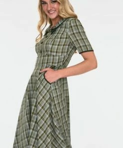 Voodoo Vixen Kaylee Khaki Short Sleeve Plaid Flared Dress 10 Voodoo Vixen Kaylee Khaki Short Sleeve Plaid Flared Dress -ROCKABILLY TOPS Shop kaylee khaki short sleeve plaid flared dress dra 9207 03.923 300x
