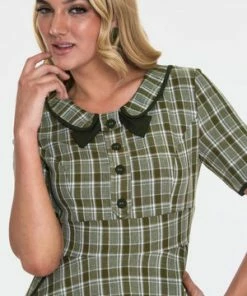 Voodoo Vixen Kaylee Khaki Short Sleeve Plaid Flared Dress 11 Voodoo Vixen Kaylee Khaki Short Sleeve Plaid Flared Dress -ROCKABILLY TOPS Shop kaylee khaki short sleeve plaid flared dress dra 9207 04.923 300x