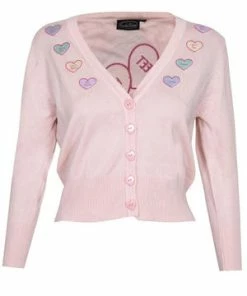 Voodoo Vixen Kim Love Heart Print Cardigan -ROCKABILLY TOPS Shop kim love heart print cardigan voodoo vixen 7 300x