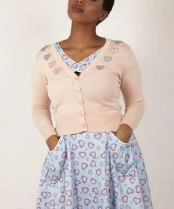 Voodoo Vixen Kim Love Heart Print Cardigan