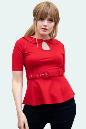 Voodoo Vixen Knitted Belt Top With Peter Pan Collar 3 Voodoo Vixen Knitted Belt Top With Peter Pan Collar