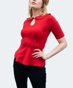 Voodoo Vixen Knitted Belt Top With Peter Pan Collar 9 Voodoo Vixen Knitted Belt Top With Peter Pan Collar -ROCKABILLY TOPS Shop knitted belt top with peter pan collar tpa 2550 02.1652 300x