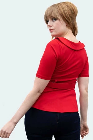 Voodoo Vixen Knitted Belt Top With Peter Pan Collar 4 Voodoo Vixen Knitted Belt Top With Peter Pan Collar - Image 2