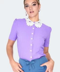 Voodoo Vixen Lace Collar SS Blouse