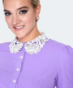 Voodoo Vixen Lace Collar SS Blouse -ROCKABILLY TOPS Shop lace collar ss blouse tpa 2541 04.1387 300x