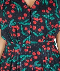 Voodoo Vixen Leona Cherry Print Black Tea Dress 16 Voodoo Vixen Leona Cherry Print Black Tea Dress -ROCKABILLY TOPS Shop leona cherry print black tea dress voodoo vixen 7 300x