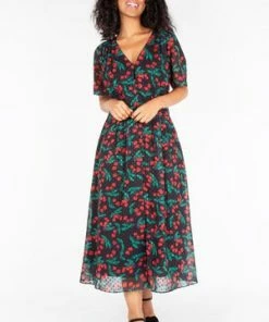 Voodoo Vixen Leona Cherry Print Black Tea Dress 17 Voodoo Vixen Leona Cherry Print Black Tea Dress -ROCKABILLY TOPS Shop leona cherry print black tea dress voodoo vixen 8 300x