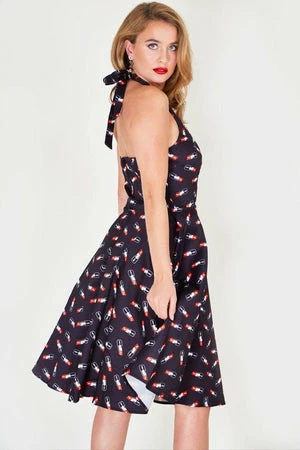 Voodoo Vixen Libby Lipstick Print Flared Dress 4 Voodoo Vixen Libby Lipstick Print Flared Dress - Image 2