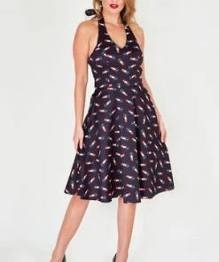 Voodoo Vixen Libby Lipstick Print Flared Dress 10 Voodoo Vixen Libby Lipstick Print Flared Dress -ROCKABILLY TOPS Shop libby lipstick print flared dress voodoo vixen 3 300x