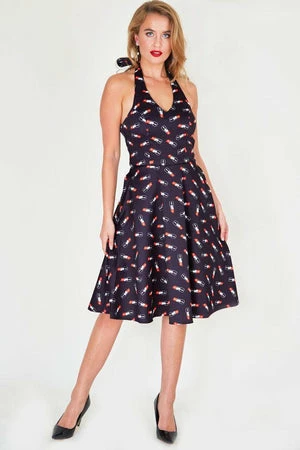 Voodoo Vixen Libby Lipstick Print Flared Dress 5 Voodoo Vixen Libby Lipstick Print Flared Dress - Image 3