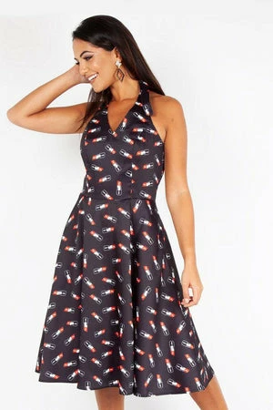 Voodoo Vixen Libby Lipstick Print Flared Dress 8 Voodoo Vixen Libby Lipstick Print Flared Dress - Image 6