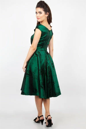 Voodoo Vixen Lily Green Taffeta Flared Dress 4 Voodoo Vixen Lily Green Taffeta Flared Dress - Image 2