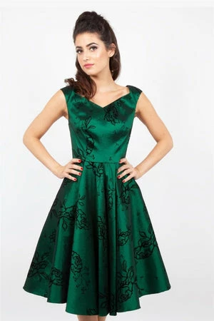 Voodoo Vixen Lily Green Taffeta Flared Dress 5 Voodoo Vixen Lily Green Taffeta Flared Dress - Image 3