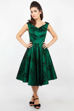 Voodoo Vixen Lily Green Taffeta Flared Dress 6 Voodoo Vixen Lily Green Taffeta Flared Dress - Image 4