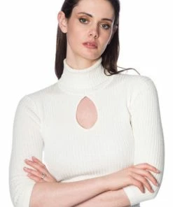 Banned Louise Ribbed Knit Polo -ROCKABILLY TOPS Shop louise ribbed knit polo banned 3 300x