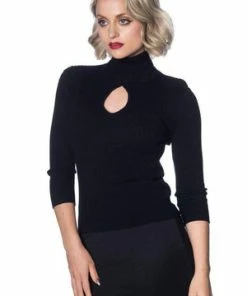 Banned Louise Ribbed Knit Polo -ROCKABILLY TOPS Shop louise ribbed knit polo banned 7 300x
