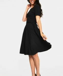 Voodoo Vixen Lucia Short Sleeve Midi Dress 19 Voodoo Vixen Lucia Short Sleeve Midi Dress -ROCKABILLY TOPS Shop lucia black short sleeve midi dress dra 9402 02.1037 300x