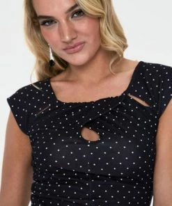 Voodoo Vixen Maddie Black Polka Dot Keyhole Top 11 Voodoo Vixen Maddie Black Polka Dot Keyhole Top -ROCKABILLY TOPS Shop maddie black polka dot keyhole top tpa 2454 04.1062 300x