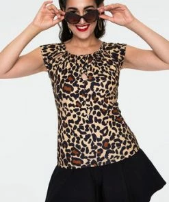 Voodoo Vixen Maddie Leopard Print Keyhole Top -ROCKABILLY TOPS Shop maddie leopard print keyhole top tpa 2456 04.1064 300x