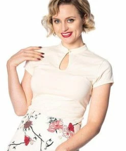 Banned Mandarin Collar Top -ROCKABILLY TOPS Shop mandarin collar top banned 4 300x