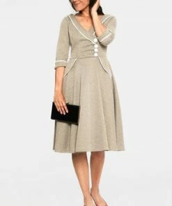 Voodoo Vixen Marica 1950s Olive Herringbone Wide Collar Dress -ROCKABILLY TOPS Shop marica 1950s olive herringbone wide collar dress dra 9401 01.1036 d932e417 799d 4cbf b454 c902dc0201a6 300x