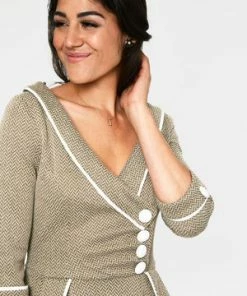 Voodoo Vixen Marica 1950s Olive Herringbone Wide Collar Dress -ROCKABILLY TOPS Shop marica 1950s olive herringbone wide collar dress dra 9401 04.1036 c0055ea7 d8e5 4bb0 af23 42eb3f85304b 300x