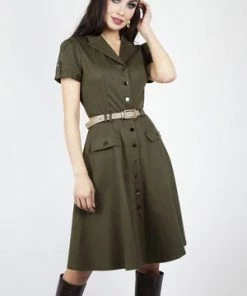 Voodoo Vixen Martha Button Down 40s Flare Dress