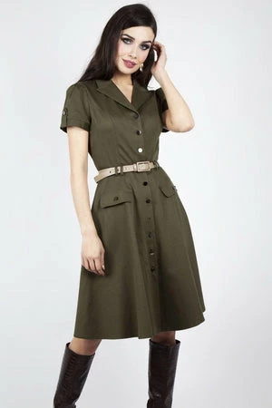 Voodoo Vixen Martha Button Down 40s Flare Dress 3 Voodoo Vixen Martha Button Down 40s Flare Dress